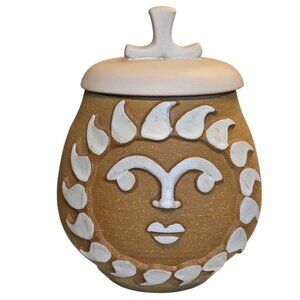 Metlox Poppytrail Sun Face Cookie Jar RARE California Vintage Pottery AS IS Read